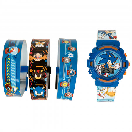 Sonic the Hedgehog Kid's Interchangeable Flashing LCD Watch Set